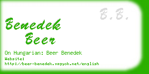benedek beer business card